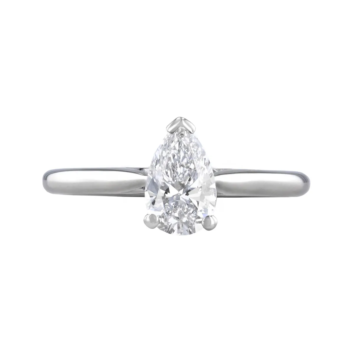0.75ct Ophelia Pear Cut Diamond Solitaire Engagement Ring | 18ct White Gold