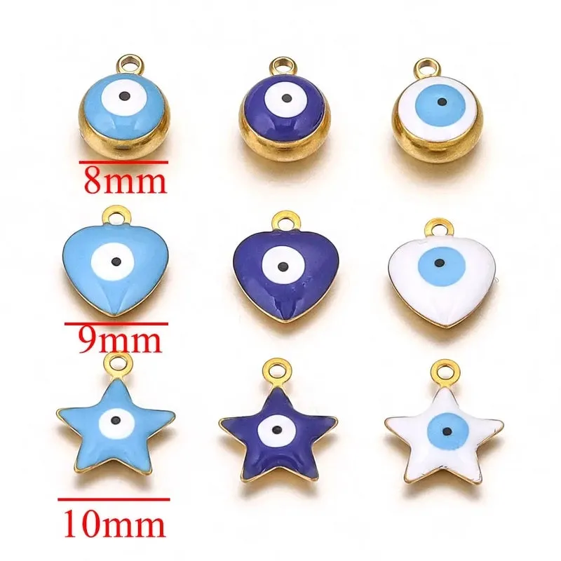 10 PCS/Package Diameter 5mm Diameter 6 Mm Diameter 8mm 304 Stainless Steel Star Heart Shape Eye Pendant