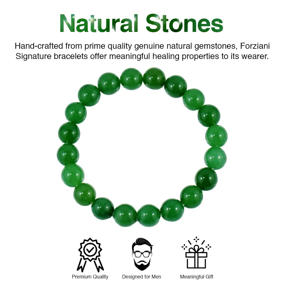 10mm Green Jade Beaded Bracelet for Men - Energy and Clarity - High Quality Adjustable Stretch Green Gemstone Beads Mens Bracelet - Made in USA - Meaningful Gift for Men (L)