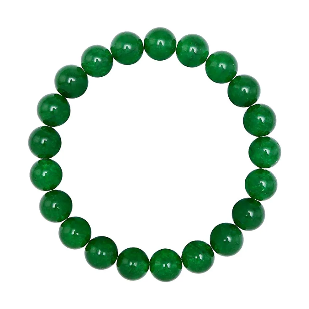 10mm Green Jade Beaded Bracelet for Men - Energy and Clarity - High Quality Adjustable Stretch Green Gemstone Beads Mens Bracelet - Made in USA - Meaningful Gift for Men (L)