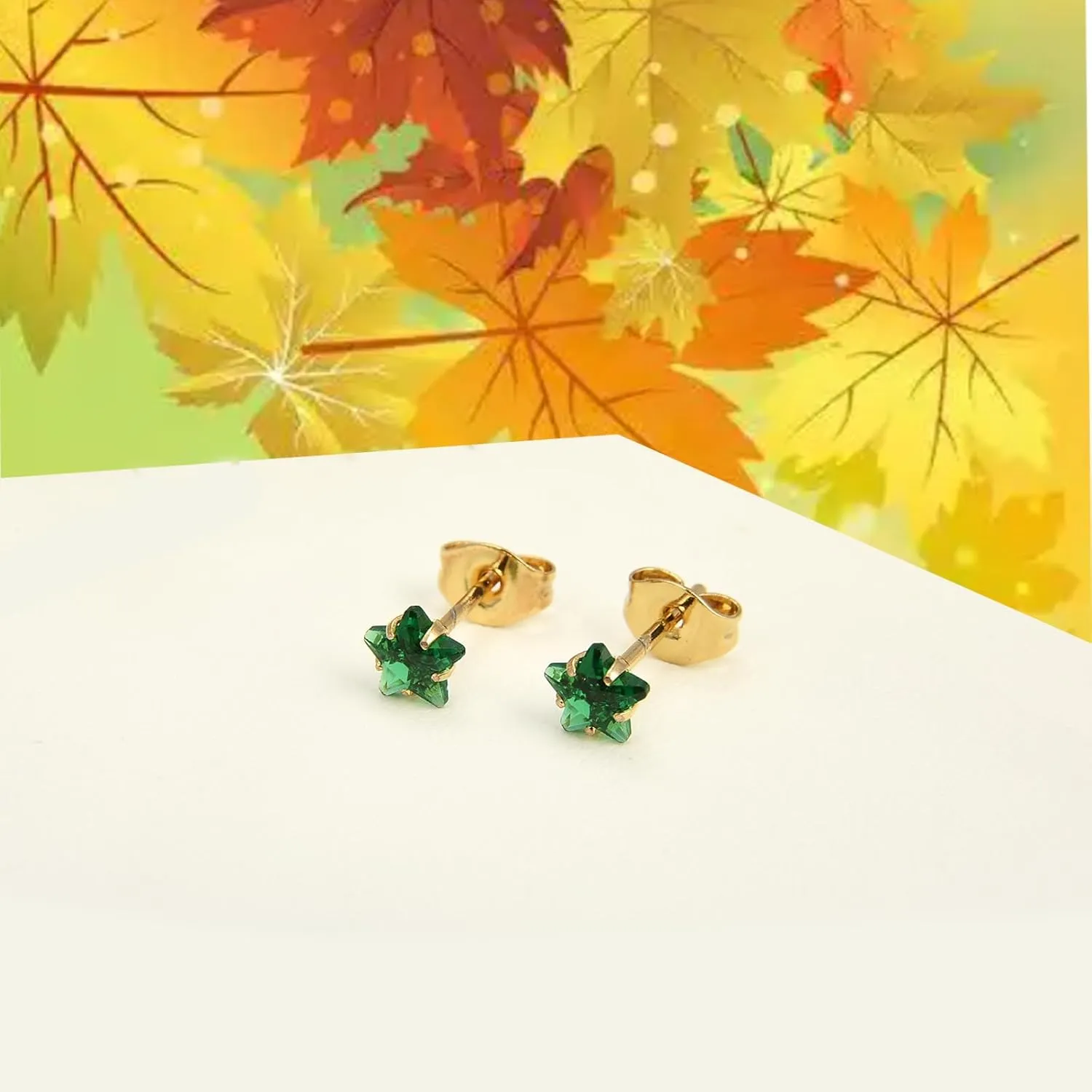 12 Pairs 18K Gold Plated Surgical Stainless Steel Stud Earring Cubic Zirconia Birthstone Stud Earrings Set for Women