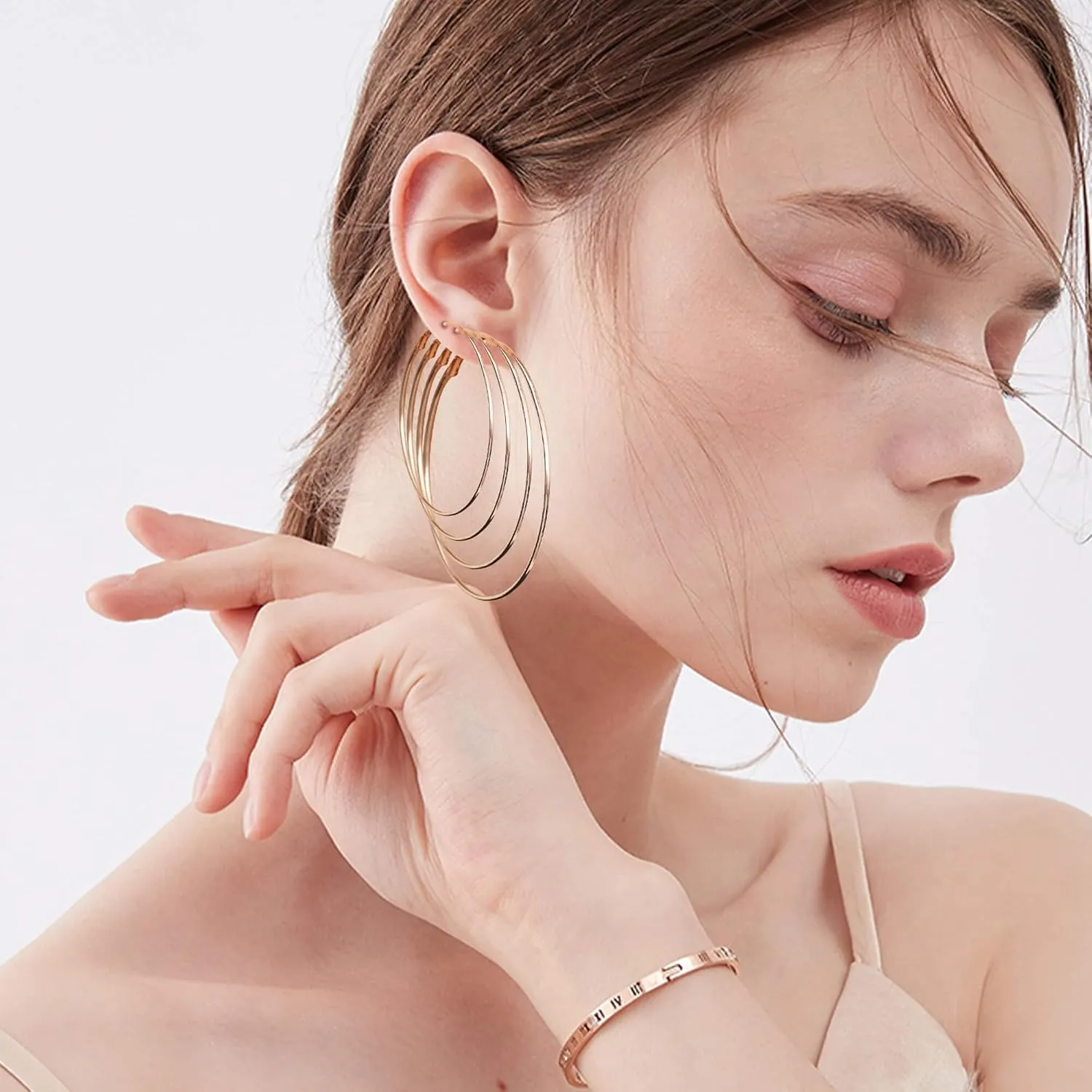 12 Pairs Gold Hoop Earrings for Women Multipack 14K Gold Plated Lightweight Hypoallergenic Large Gold Earrings Women??s Huggies Earrings