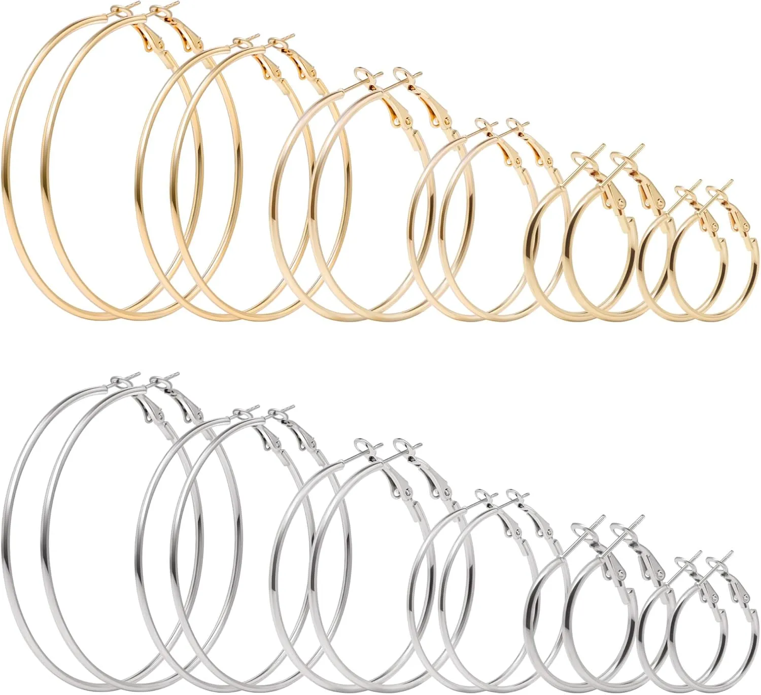 12 Pairs Gold Hoop Earrings for Women Multipack 14K Gold Plated Lightweight Hypoallergenic Large Gold Earrings Women??s Huggies Earrings