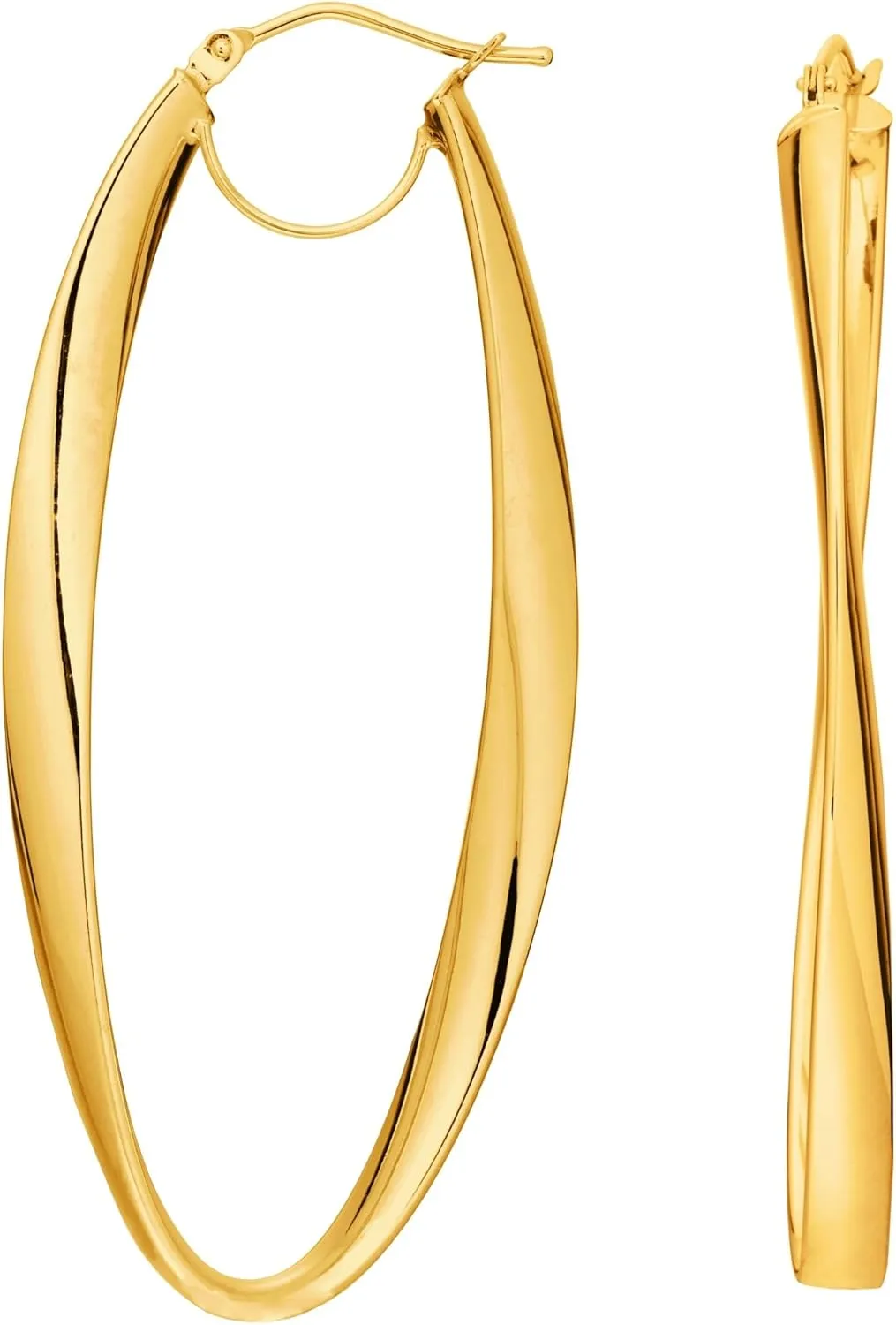 14K Gold 2mm Shiny Wavy Hoop Earrings