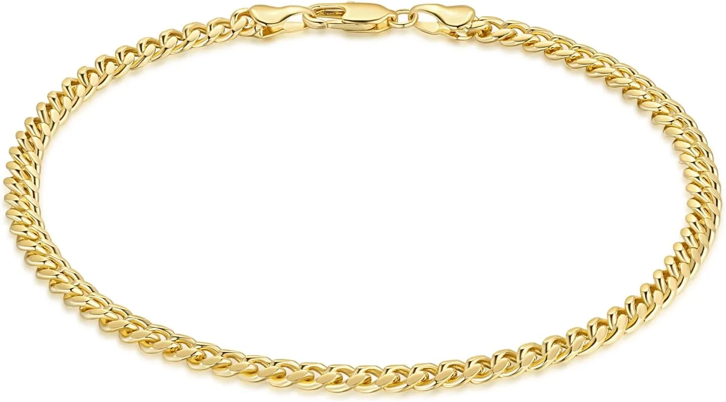 14K Gold Ankle Bracelets Gold Bracelets for Women The Style Of Hip-Pop Ankle Bracelet for Women Non Tarnish 9,10,11