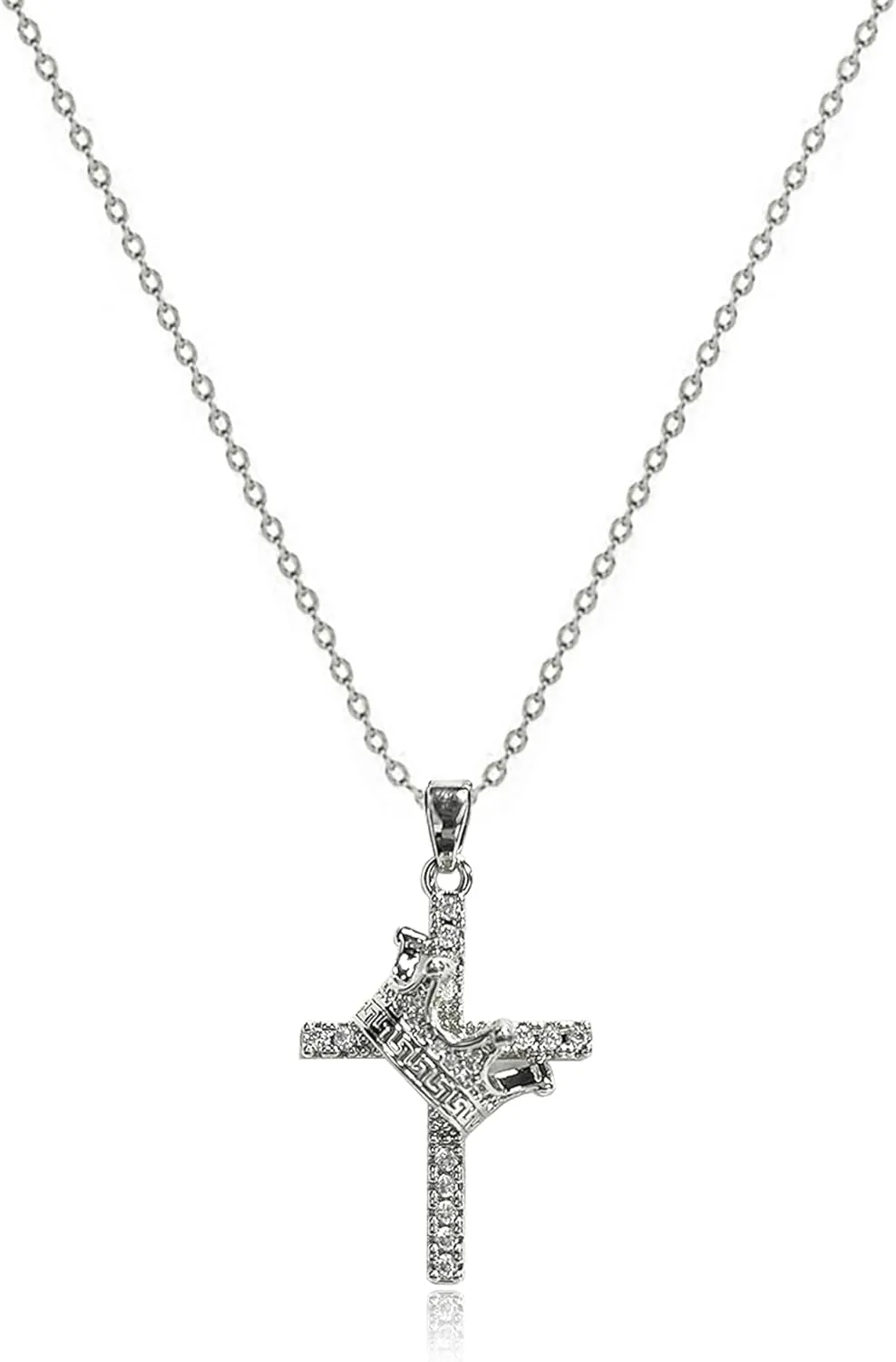 14K Gold Plated Cubic Zirconia Cross Necklace for Women,Cross Faith Pendant Necklaces