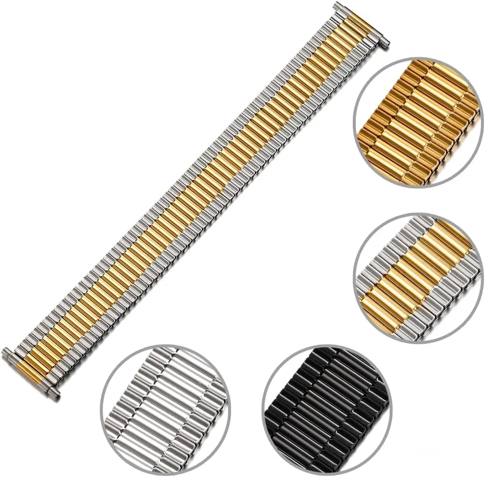 18-22mm Mens Stainless Steel Stretchy Expandable Watch Strap Bracelet