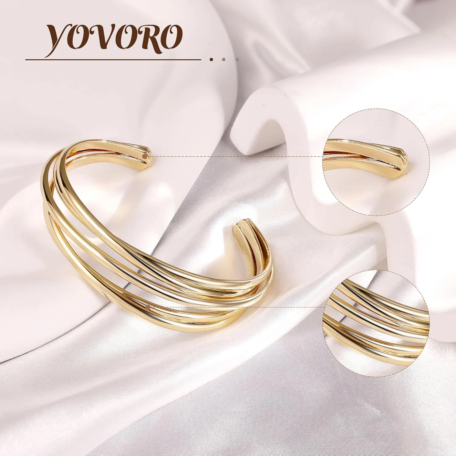 18K Gold Plated Cuff Bracelets for Women Open Adjustable Gold Cuff Bangle Bracelets Thick Hammered Wrist Cuff Bracelets Thin Minimalist Gold Cuff Bracelet