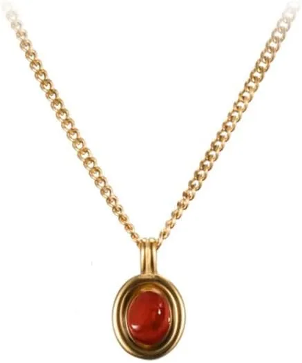 18K Gold Plated Gemstone Women Pendant Necklace Dainty Link Chain Necklaces for Women Ruby Amber Gemstone Pendants