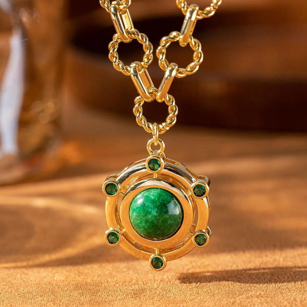 18K Gold-tone Plated Agate Necklaces for Women |Statement Gemstone Pendant Necklace | Carnelian, Green, Black Necklace Healing Crystals Fashion Birthday Valentines Gift