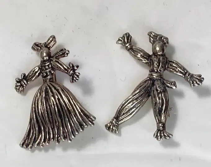 1950's Silver tone Ragdoll Scatter Pin Brooches