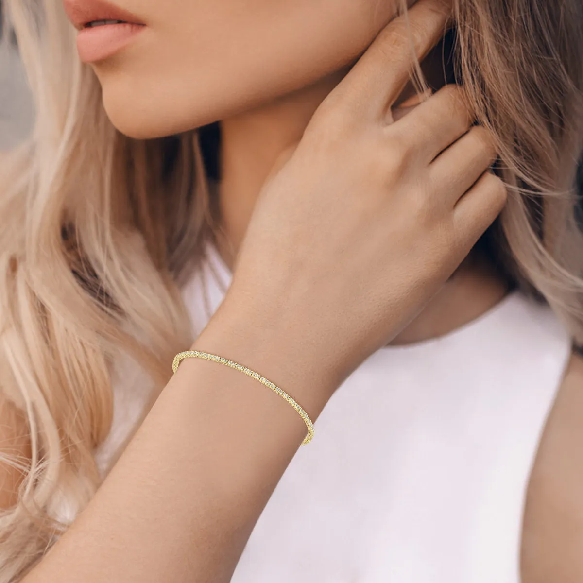 1ct tw LAB GROWN Diamond Bracelet in 14kt Yellow gold