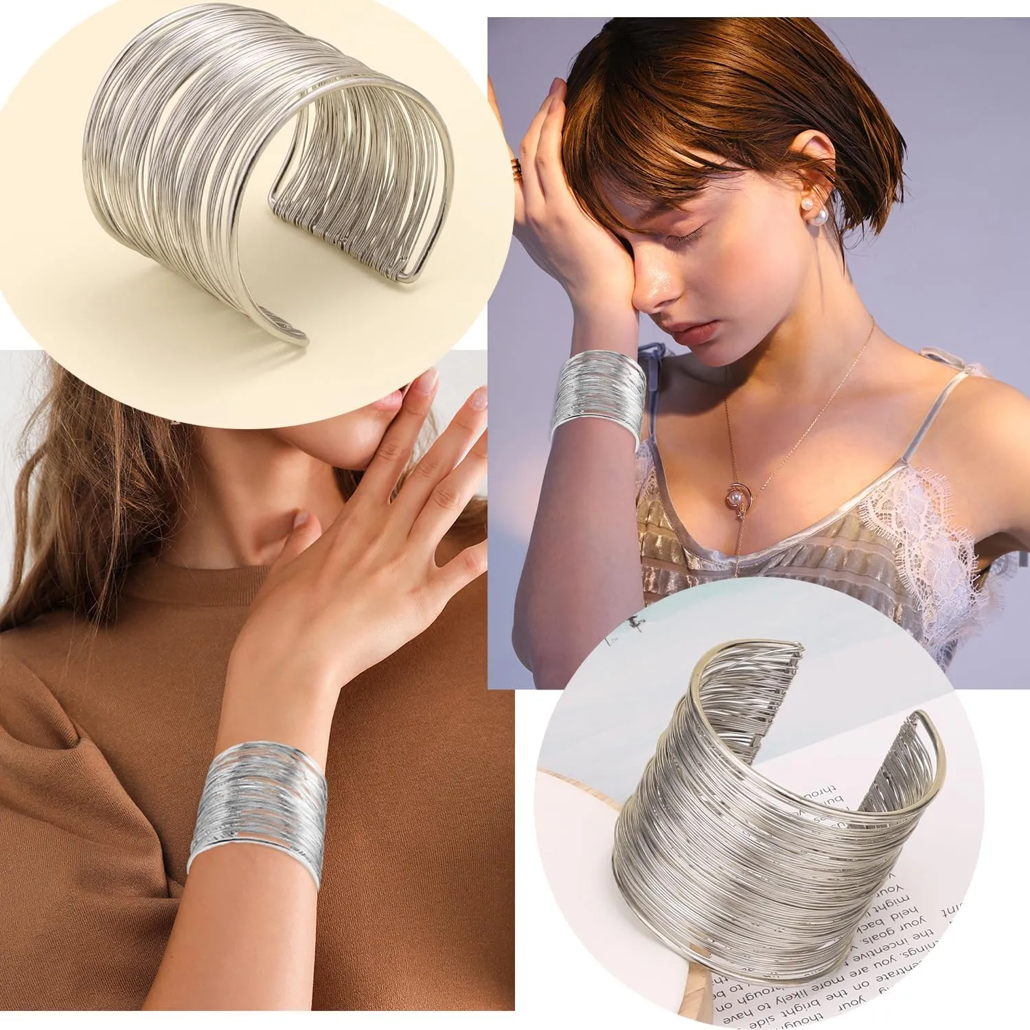 2-4PCS Gold Cuff Bracelets for Women Gold Bangle Bracelets Set Gold Cuff Jewelry Gold Open Wide Bracelets Adjustable