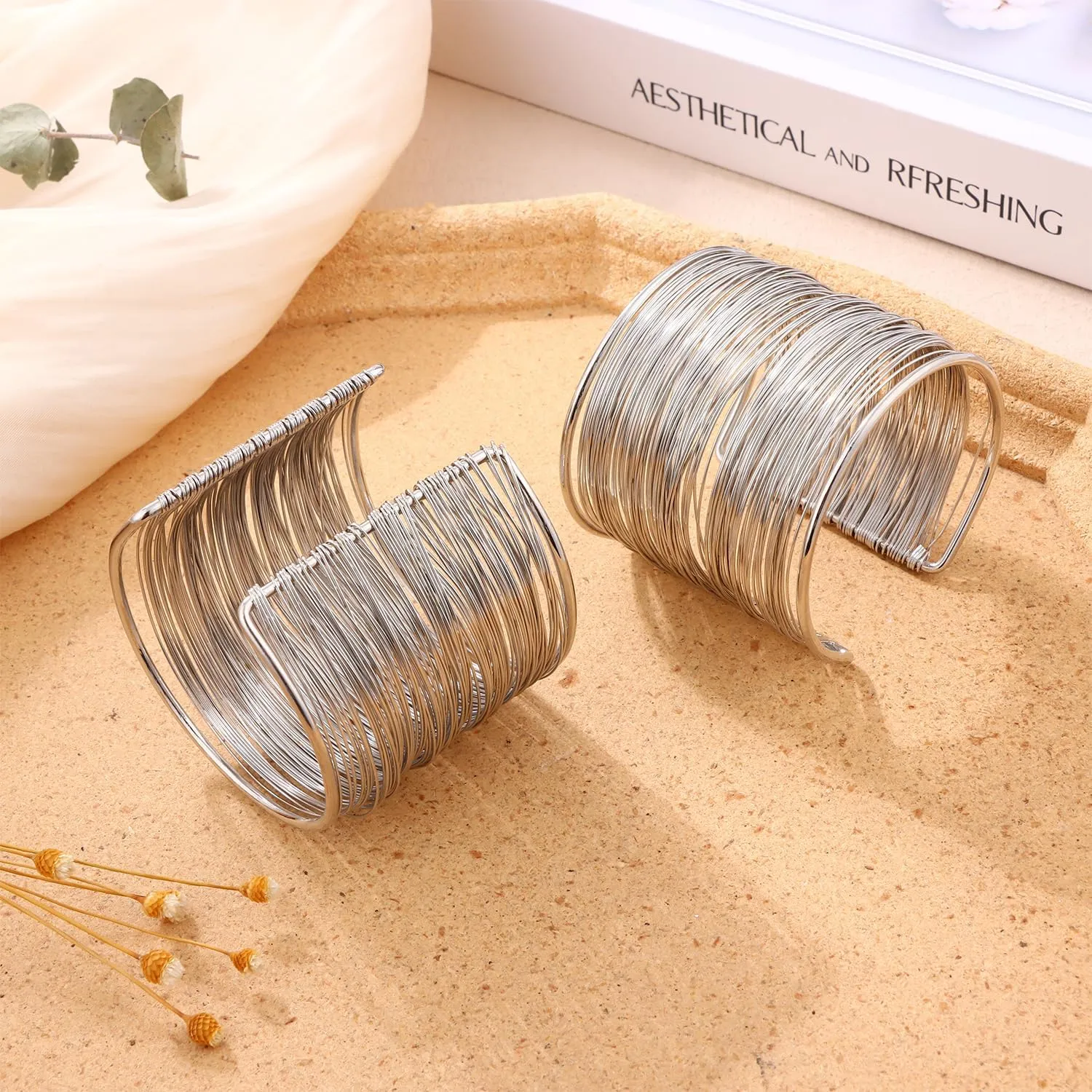 2-4PCS Gold Cuff Bracelets for Women Gold Bangle Bracelets Set Gold Cuff Jewelry Gold Open Wide Bracelets Adjustable