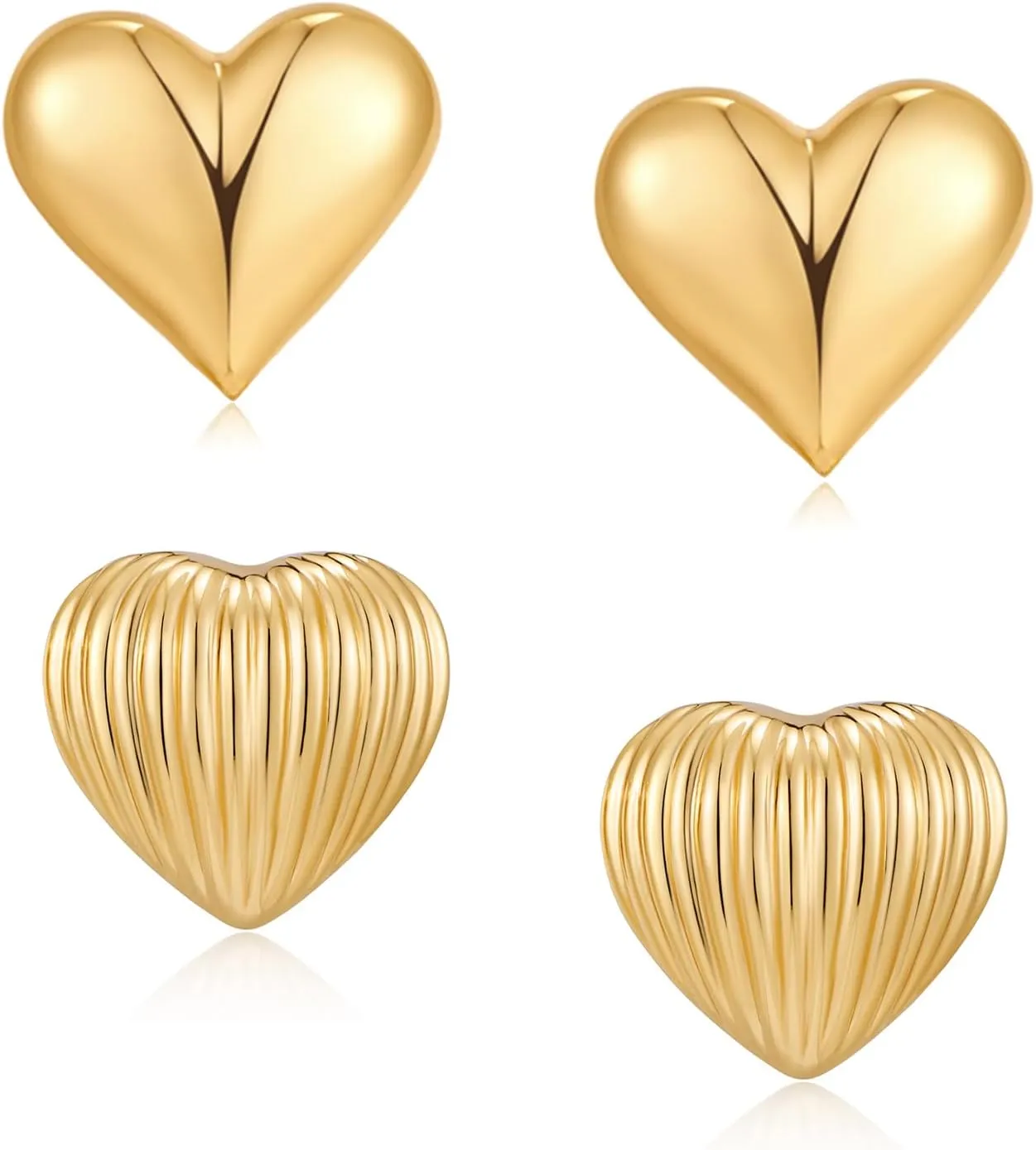 2 Pairs Small Heart Stud Earrings Set for Women Valentine Earrings Simple Earrings for Gifts