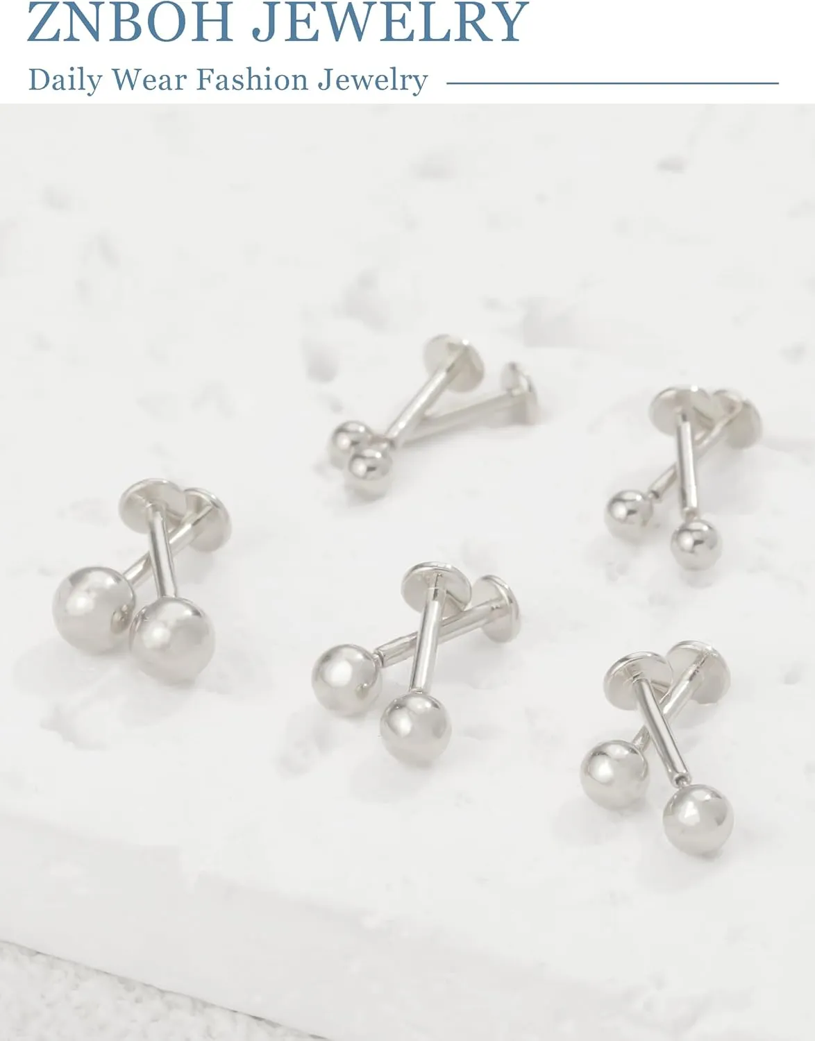 5 Pairs Flat Back Earrings Stud Gold Threadless Tragus Cartilage for Women Men 925 Sterling Silver Post 14K Gold Hypoallergenic Earring Set for Multiple Piercing Nose Medusa Piercing Jewelry 18G
