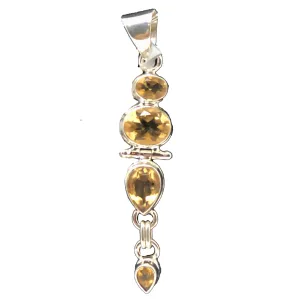 925 Silver Citrine Four Stone Sterling Pendant