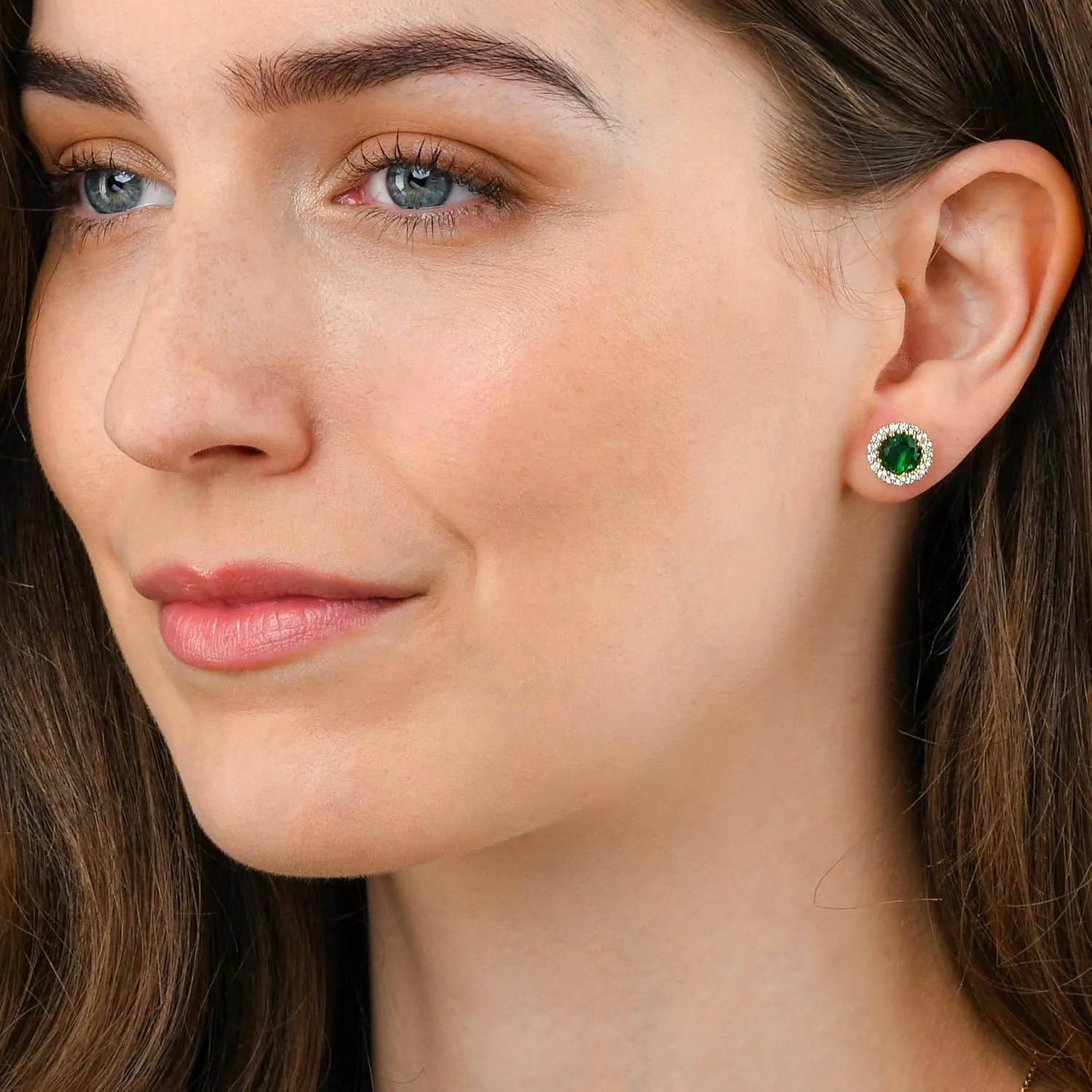 925 Sterling Silver Halo Earrings for Women with White, Green, Blue, or Red Cubic Zirconia Stones, Classic Halo Earrings for Women in Silver, Gold or Rose Gold, Jewelry for Women