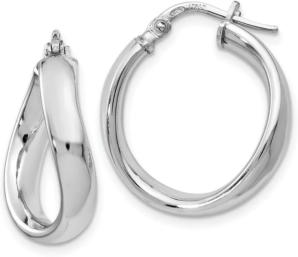 925 Sterling Silver Hinged hoop Polished Twisted-Hoop Earrings 19x7.6mm Wide 2.3mm Thick-Hoop Earring for Women