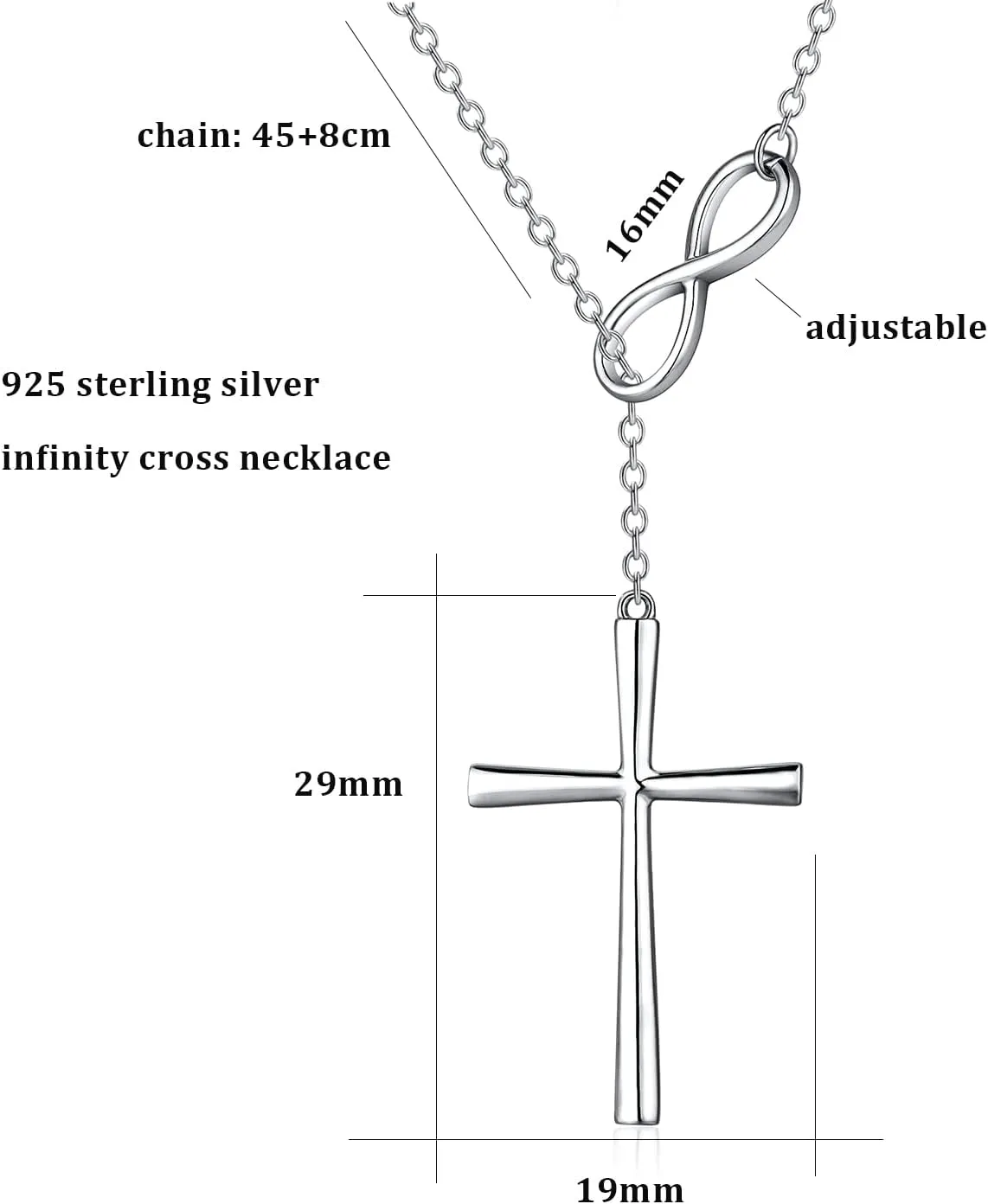 925 Sterling Silver Infinity Cross Necklace for Women Cubic Zirconia Cross Jewelry Gift for Women Come with Gift Box
