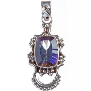 925 Sterling Silver Natural Gemstones Rainbow Magic Topaz Pendant FJSVP2073