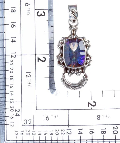 925 Sterling Silver Natural Gemstones Rainbow Magic Topaz Pendant FJSVP2073