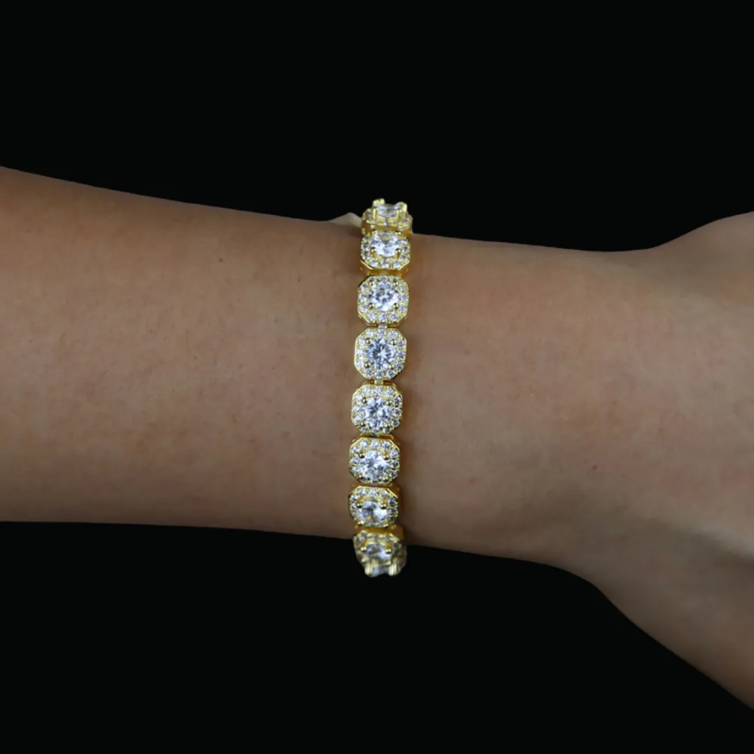9MM Square Clustered Tennis Iced Out Diamond Necklace Bracelet Set