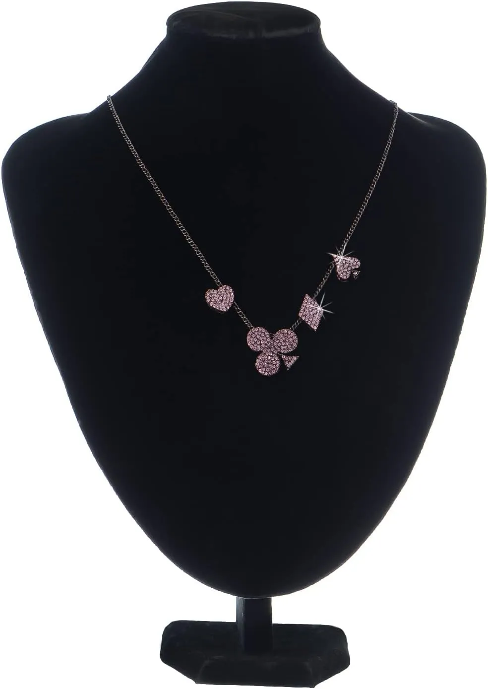 Alilang Vegas 4 Suits Gamblers Luck Lucky Casino Crystal Rhinestones Moveable Pendant Necklace