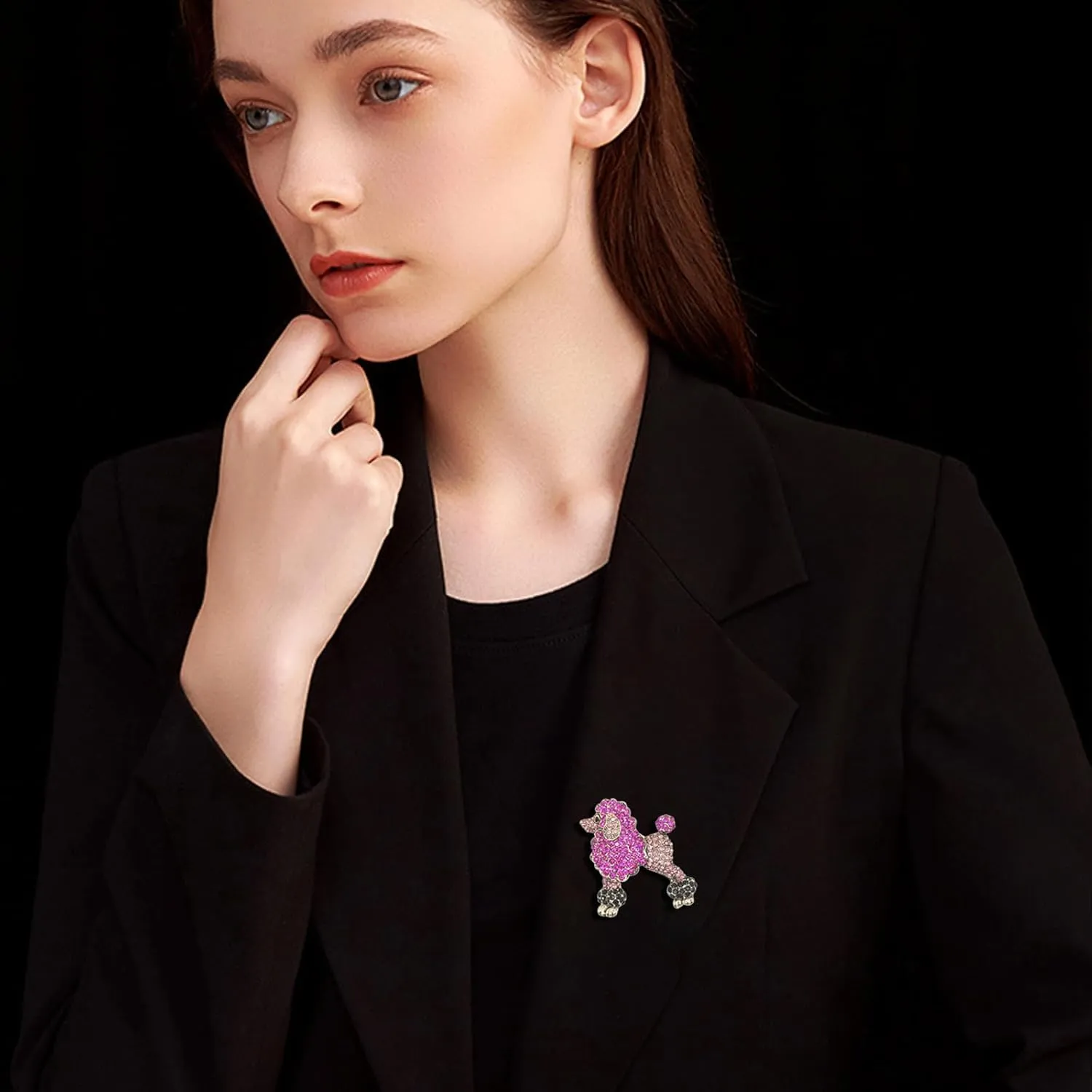 Animal Brooches for Women Cat Dog Fox Brooch Pin Rhinestone Crystal Animal Lapel Pins Jewelry Gifts Valentine's Day Gifts for Wife Mom Girl