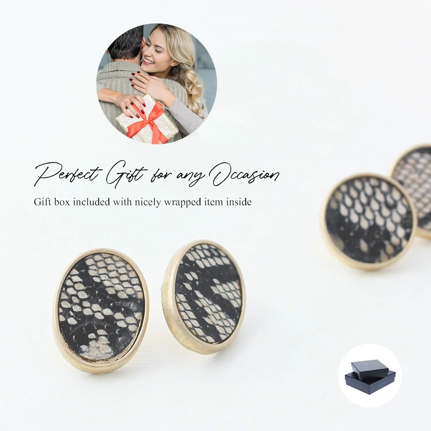 Animal Print Stud Earrings for Women  Leopard, Jaguar, Zebra, Snakeskin  Genuine Leather  Round, Oval, Teardrop - Fashion Statement Earrings - Gift Box Included