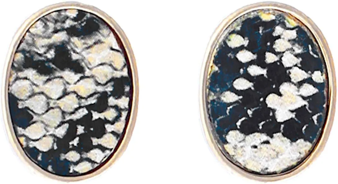 Animal Print Stud Earrings for Women  Leopard, Jaguar, Zebra, Snakeskin  Genuine Leather  Round, Oval, Teardrop - Fashion Statement Earrings - Gift Box Included