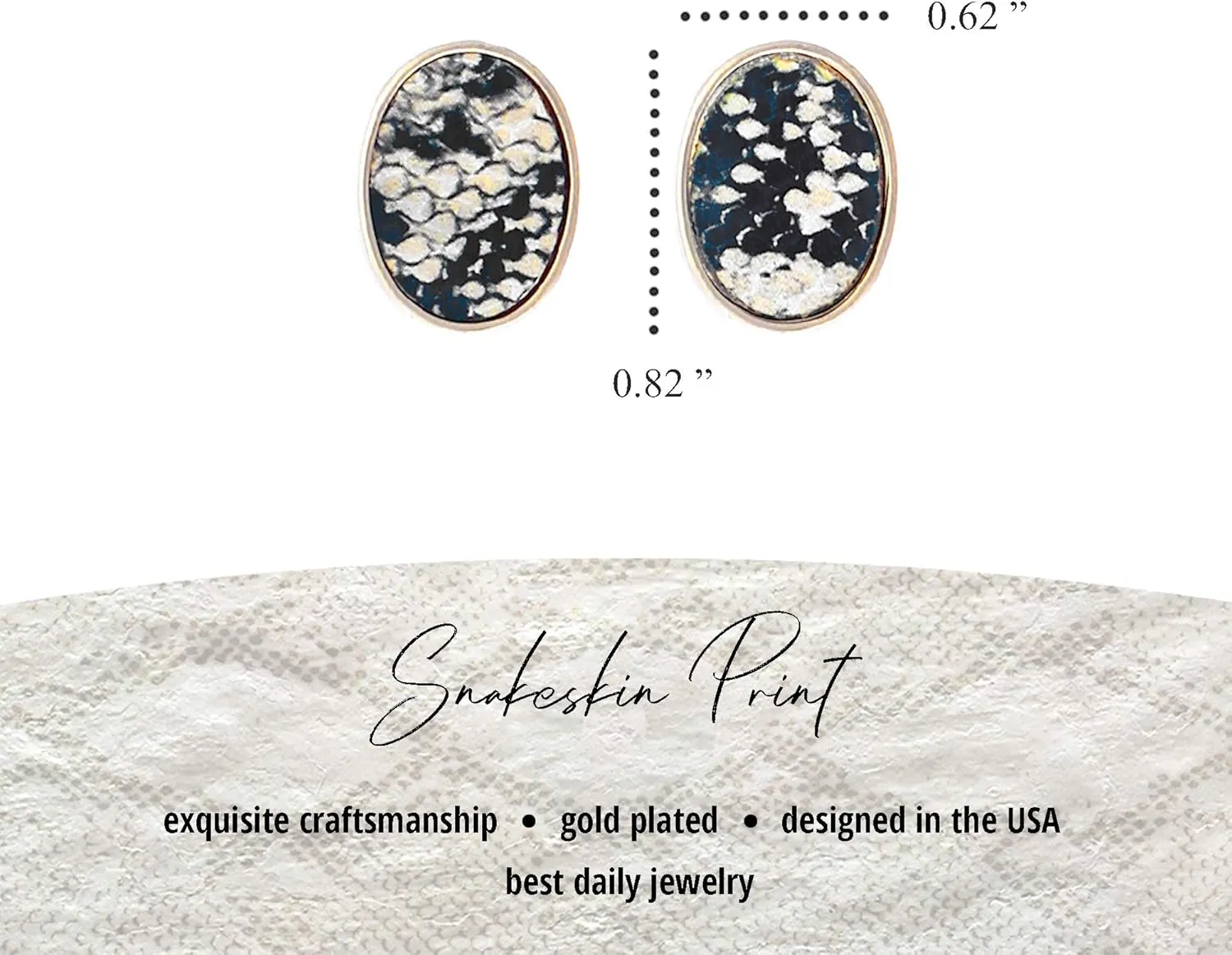 Animal Print Stud Earrings for Women  Leopard, Jaguar, Zebra, Snakeskin  Genuine Leather  Round, Oval, Teardrop - Fashion Statement Earrings - Gift Box Included