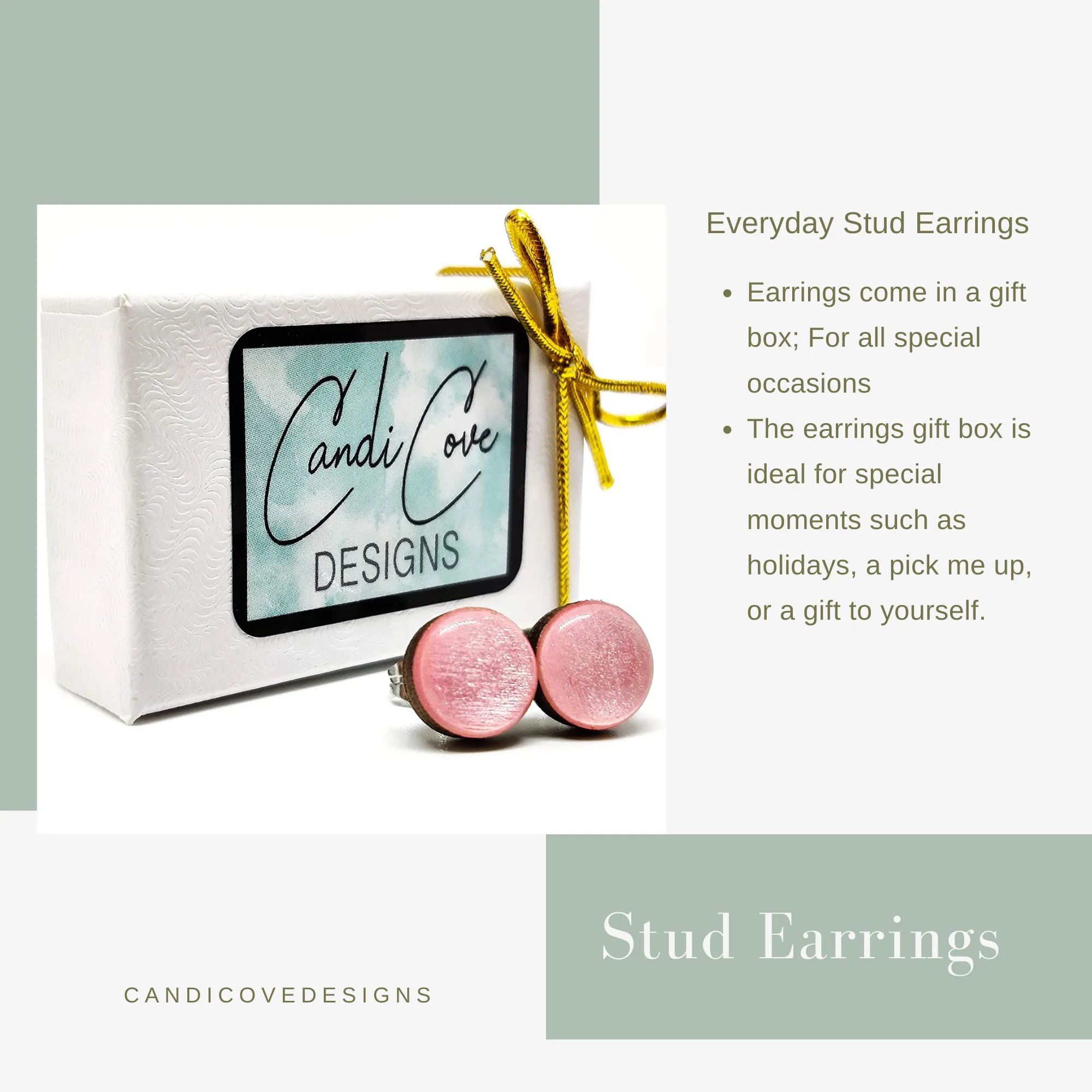 Aquamarine Sparkle Stud Earrings by Candi Cove Designs