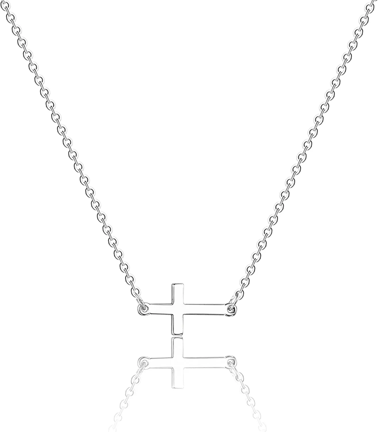 ASCOMY Cross Necklace for Women 14K Gold & Silver Plated Cross Pendant Necklace Trendy Cross Pendant Chain Necklace Minimalist Daily Decoration Jewellery For Women Dainty Religious Gift