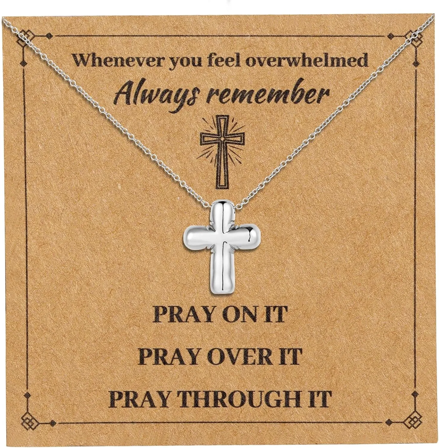 Ascona Cross Necklace for Women, Simple Bubble Cross Pendant Chain Necklaces Christian Religious Jewelry Gifts