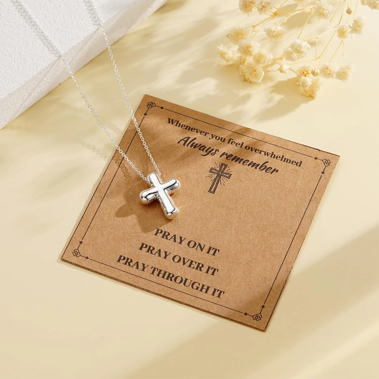 Ascona Cross Necklace for Women, Simple Bubble Cross Pendant Chain Necklaces Christian Religious Jewelry Gifts