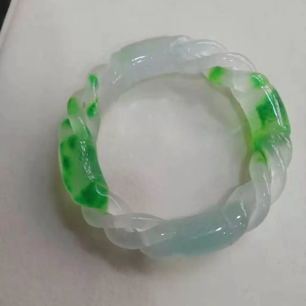 Bangles Handcarved Jade Bangle Jewelry Jadeite Bangles Real Jade Women Gift Bracelet /1843 (Color : A, Size : 57-58MM)