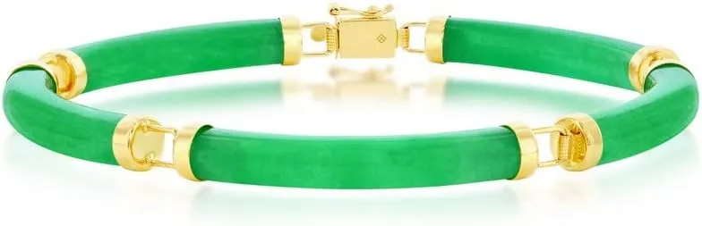 Beaux Bijoux Jade Gemstone Bracelets for Women in 14k Gold - Chinese Good Luck Bracelet - Unique Fine Jewelry Gifts for Women