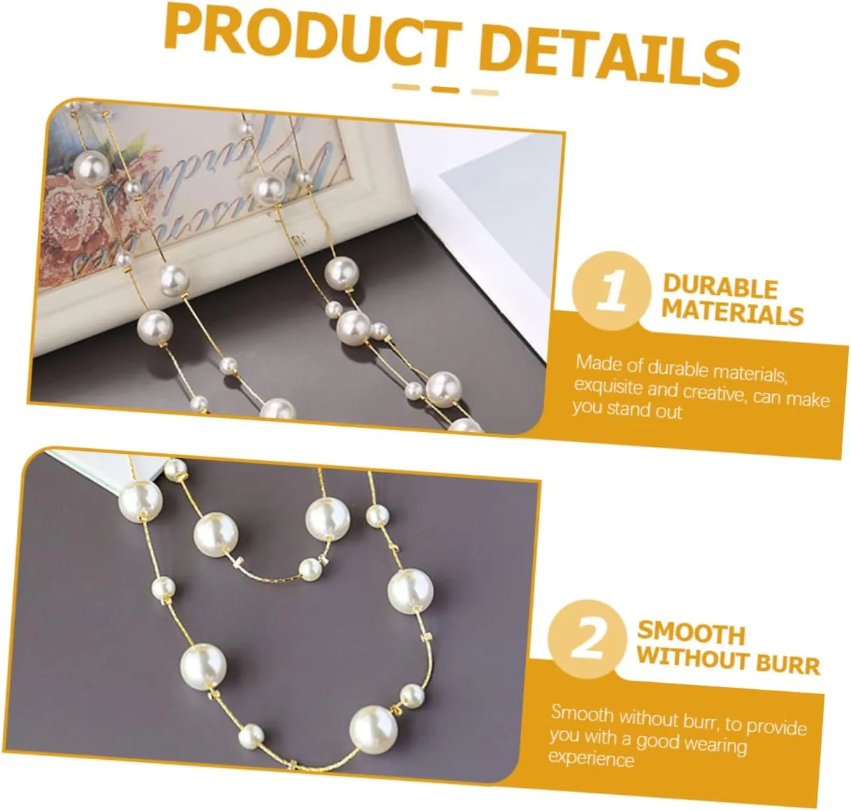 BESTYASH Pearl Double Necklace Fake Pearl Necklace Pearls Necklaces for Women Double Layer Necklace Simulated