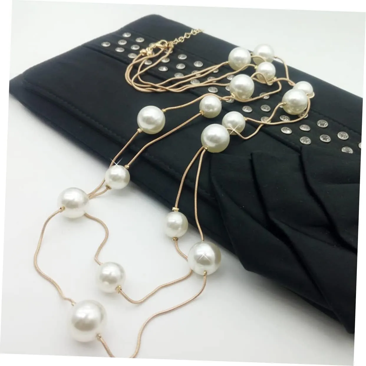 BESTYASH Pearl Double Necklace Fake Pearl Necklace Pearls Necklaces for Women Double Layer Necklace Simulated