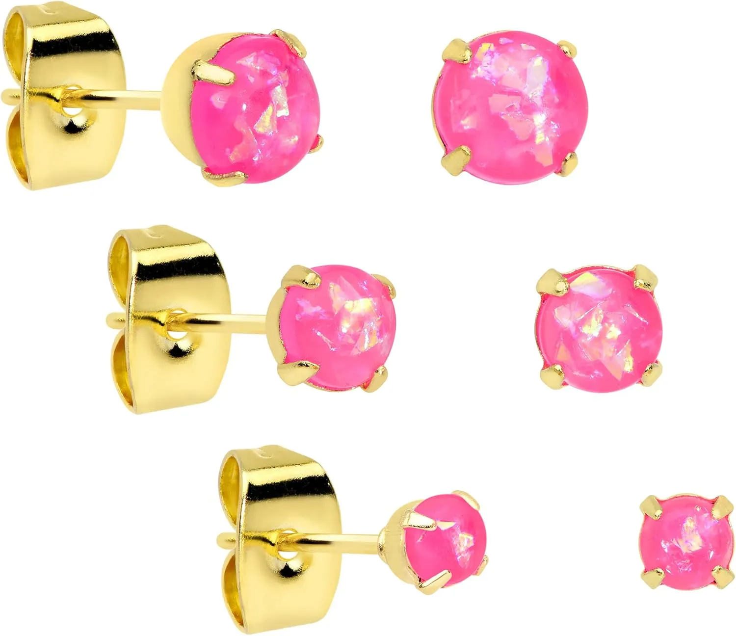 Body Candy Stainless Steel Iridescent Stud Earrings Set of 3 Pierced Post Fashion Earrings Women