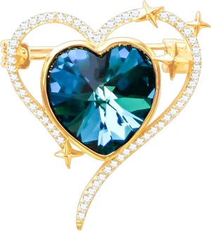 Brooches For Women,14k Gold Plated Copper,Love Brooch,Heart Brooches,Brooches Pin for Birthday, Christmas,Valentines, Wedding Parties, AnniversariesMidnight Star Brooch