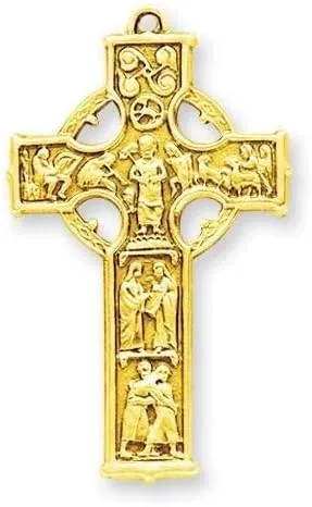 Christmas gifts, necklaces and more - Gold .925 Silver Mens 1 5/8" Irish Celtic Cross Jesus Pendant S1FVH10115 - necklaces and more Christmas gifts