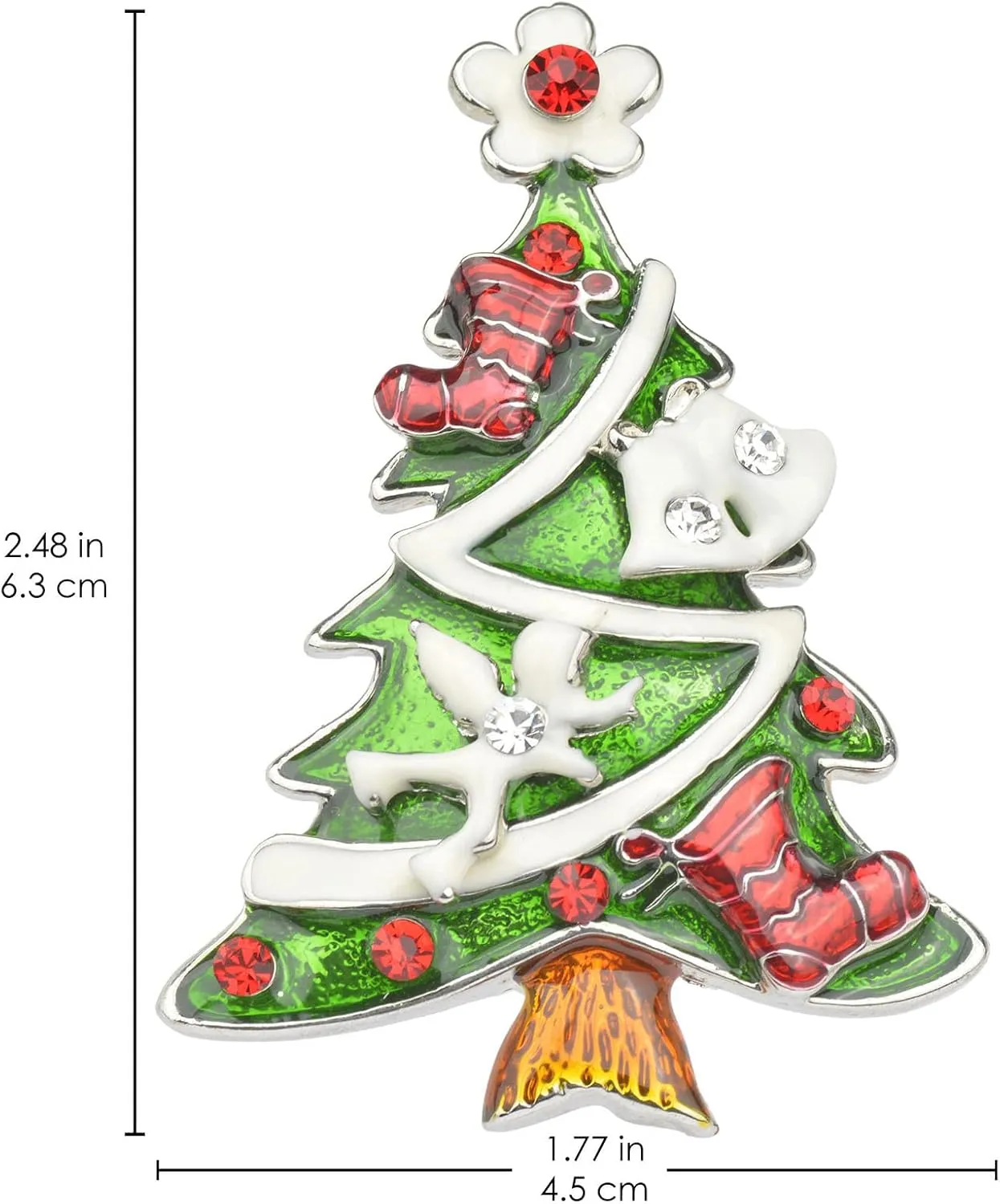Christmas Tree Brooch Pin for Women Girls - Crystal Rhinestone Enamel Pearl Vintage Fashion Jewelry - Holiday Gifts