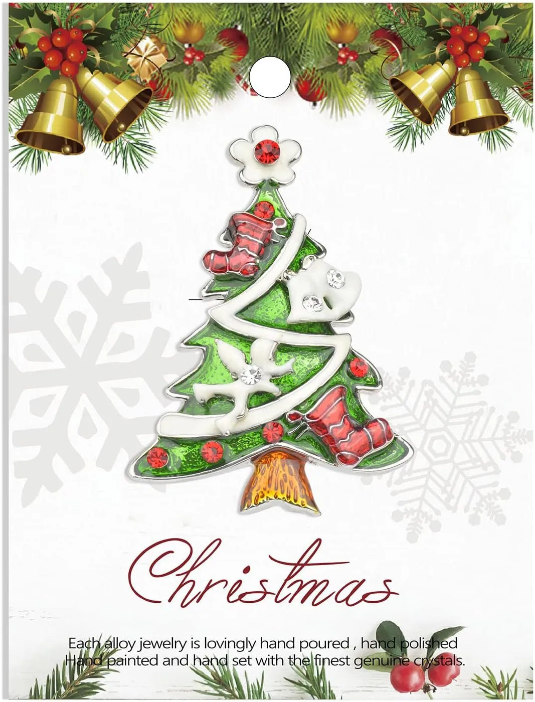 Christmas Tree Brooch Pin for Women Girls - Crystal Rhinestone Enamel Pearl Vintage Fashion Jewelry - Holiday Gifts