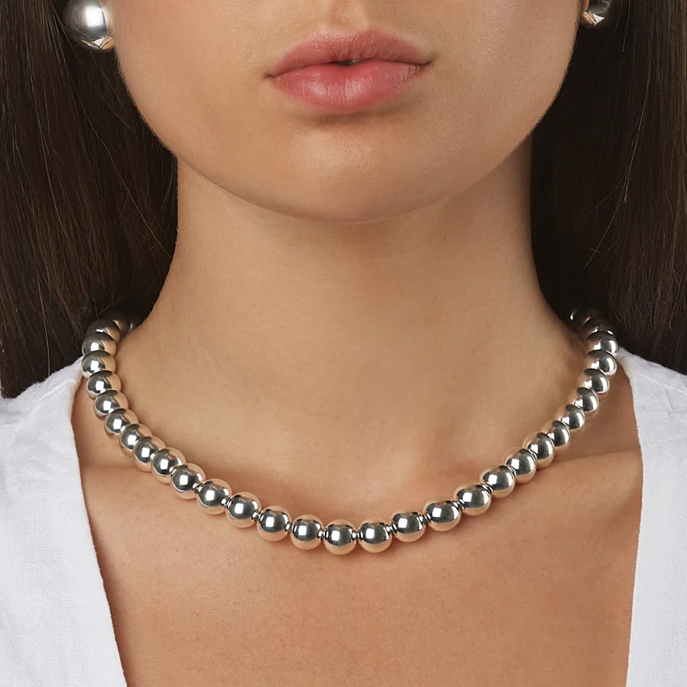 Chunky Ball Necklace in Silver
