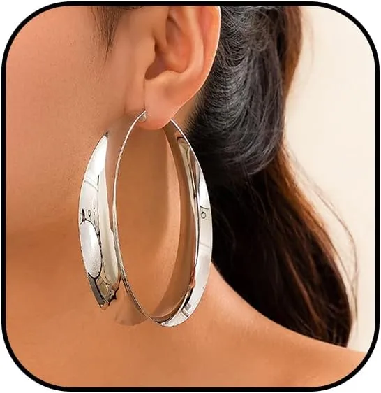 Chunky Gold Hoop Earrings for Women Chunky Large Hoop Earrings Wide Thick Hoop Earrings Polished Hoop Earrings Minimalist Earrings Gold Statement Earrings Jewelry