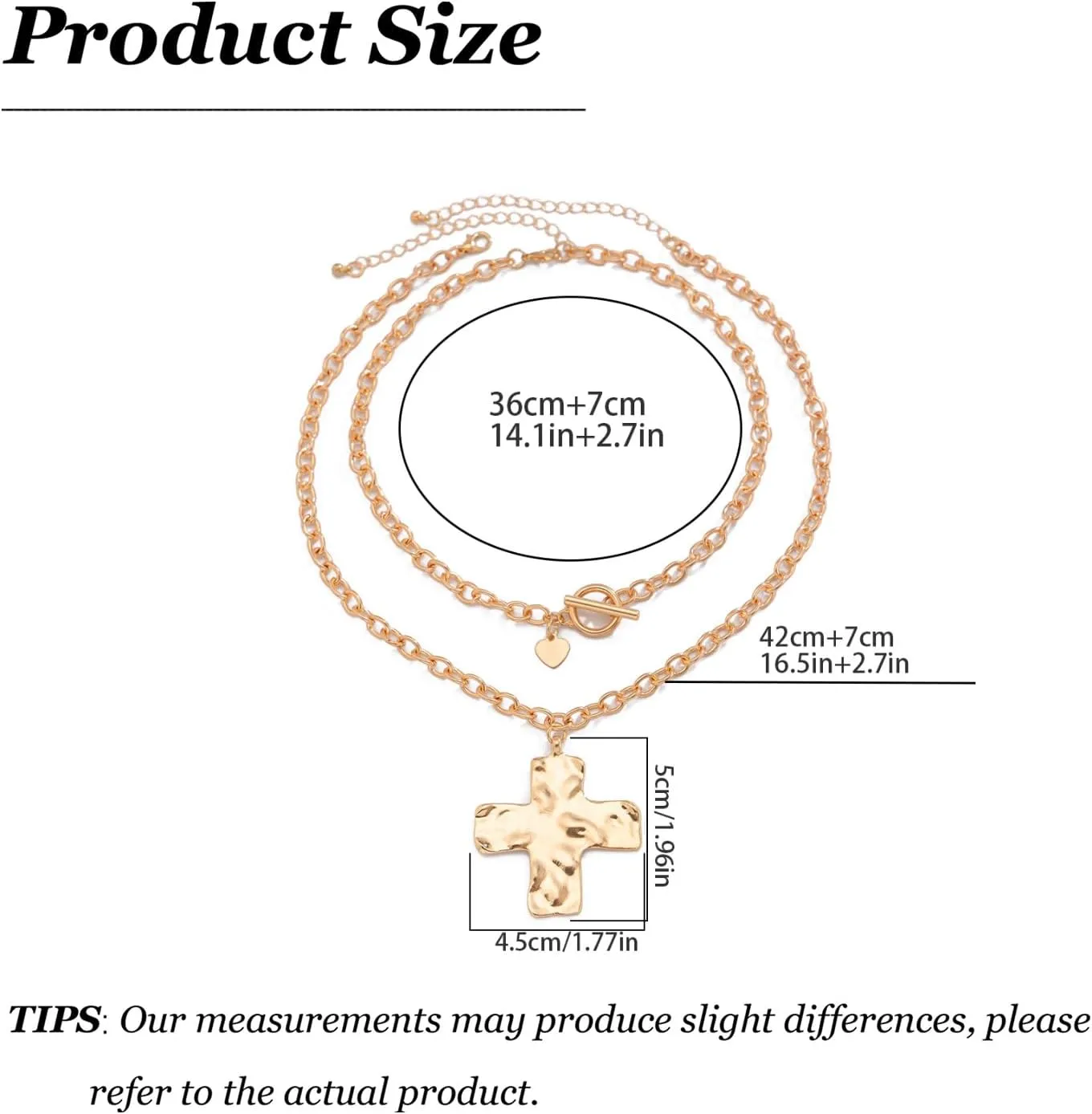Chunky Gold Necklace Cross Statement Necklace for Women Layered Cross Necklaces Jewelry First Communion Gifts