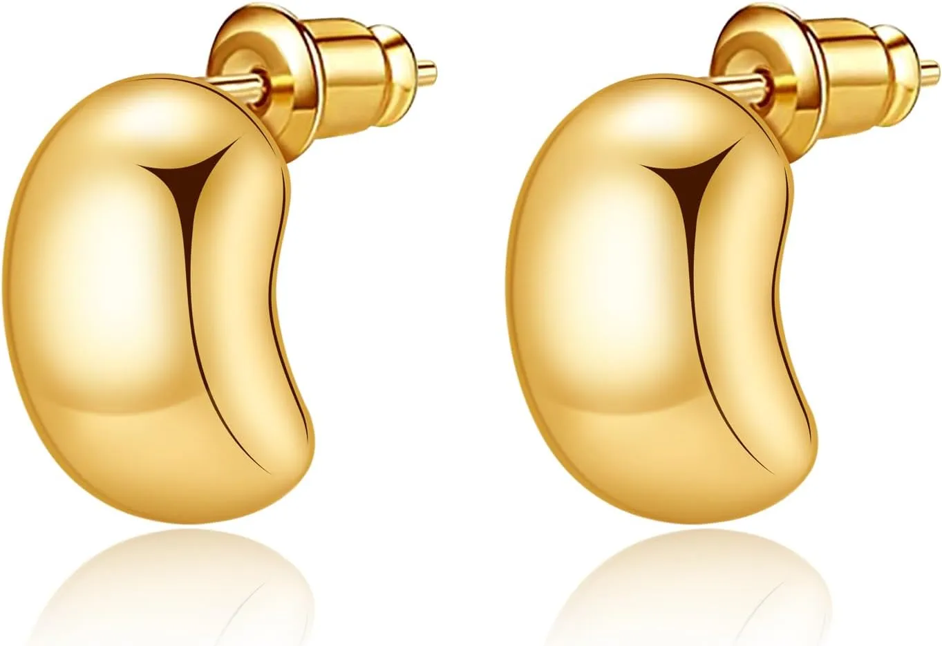 Chunky Gold Stud Earrings for Women 14K Gold Plated 925 Sterling Silver Brushed Half Ball Stud Earrings