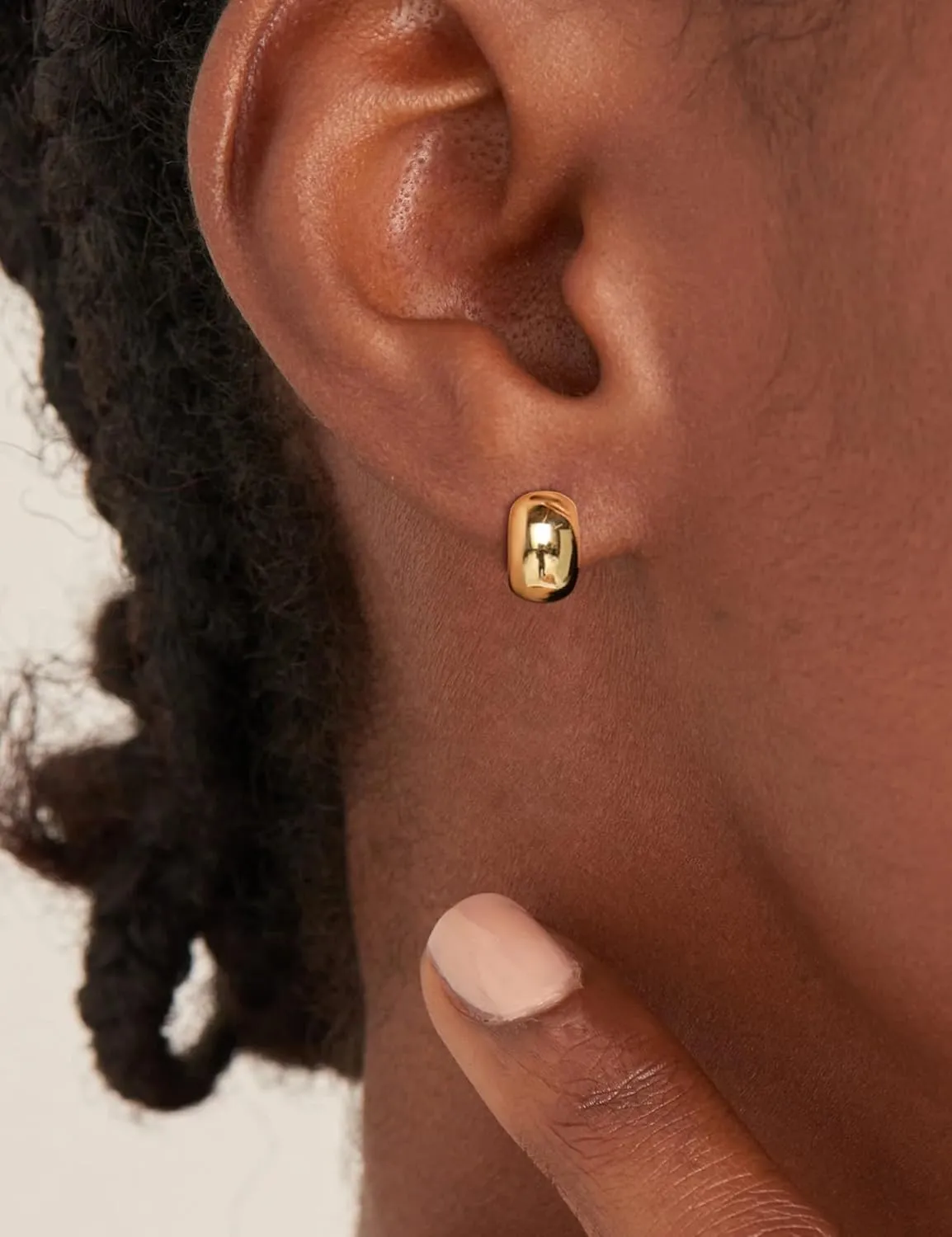 Chunky Gold Stud Earrings for Women 14K Gold Plated 925 Sterling Silver Brushed Half Ball Stud Earrings
